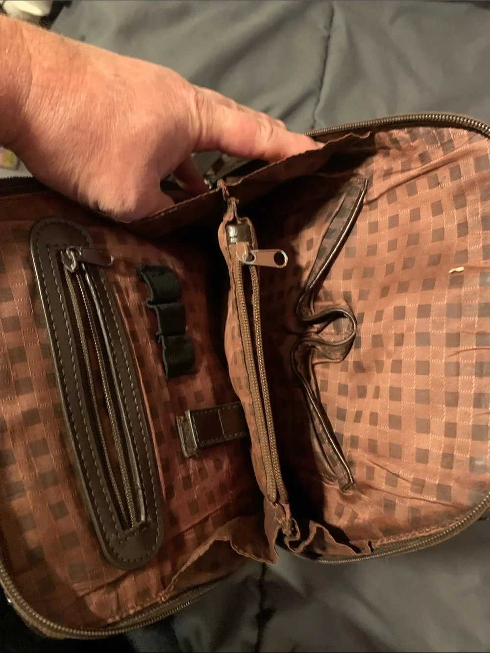 Brown Croc-Embossed Leather Backpack with Decorative Silver Accent
